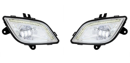 Chrome Full LED Fog Lights Lamps Replacement for Freightliner Cascadia (2018–2024)