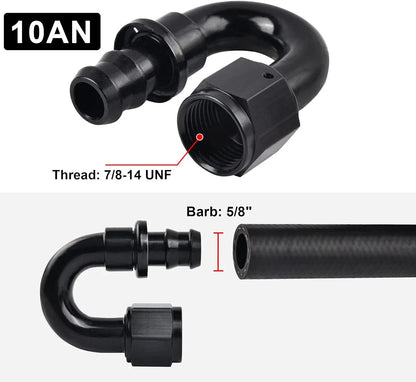 180-Degree Push-On Lock Hose Fitting for 10AN to 5/8 in Barb (2008–2024)