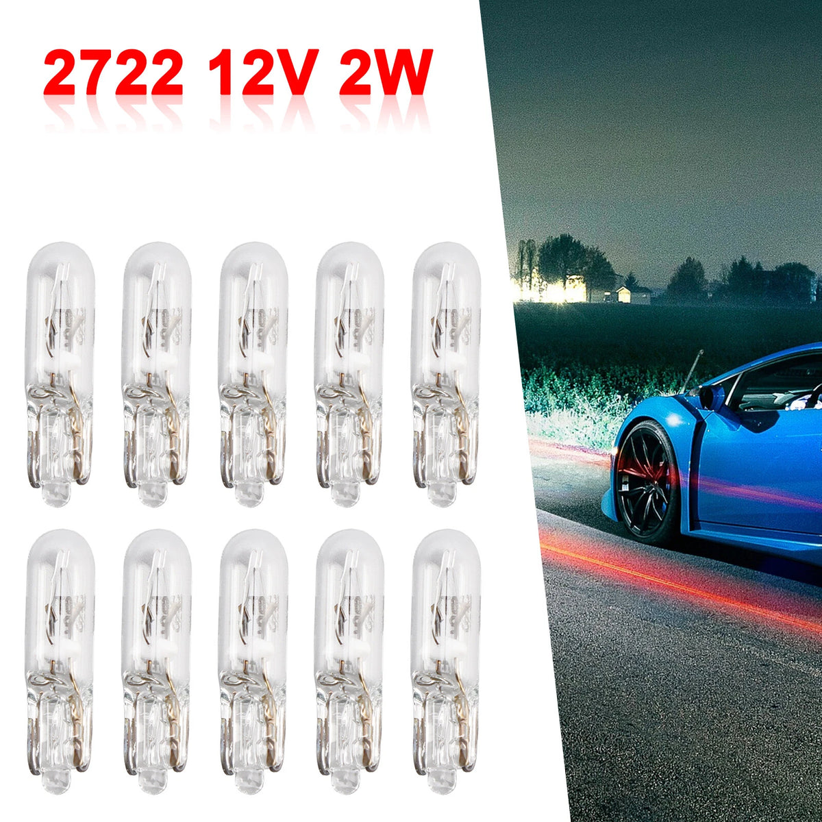 10PCS Instrument Light W24.6d 2722 T5 W2W 12V 2W for OSRAM (2272)