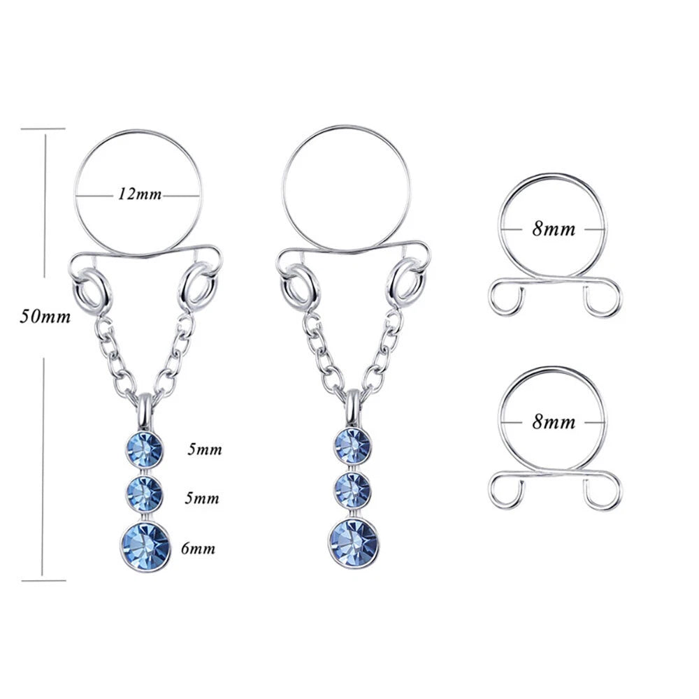 6 Pair Non-Piercing Dangle Nipple Rings for Women