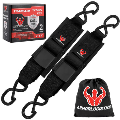 2X Boat Tie Down Straps for Trailer 48" x 2" Black
