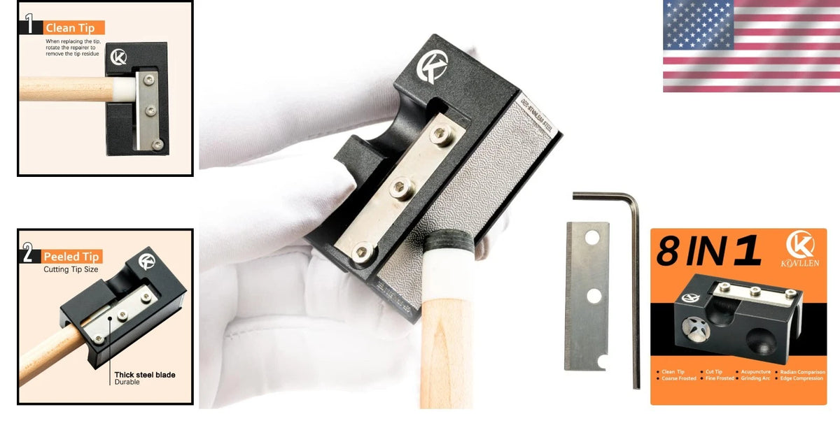 8 in 1 Billiard Cue Repair Tool for Size 9.3mm to 13.2mm Cues