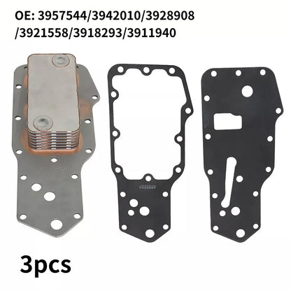 3pcs Set Oil Cooler w/ Gaskets for Dodge Cummins 5.9L 6B 6BT (1989–1997)