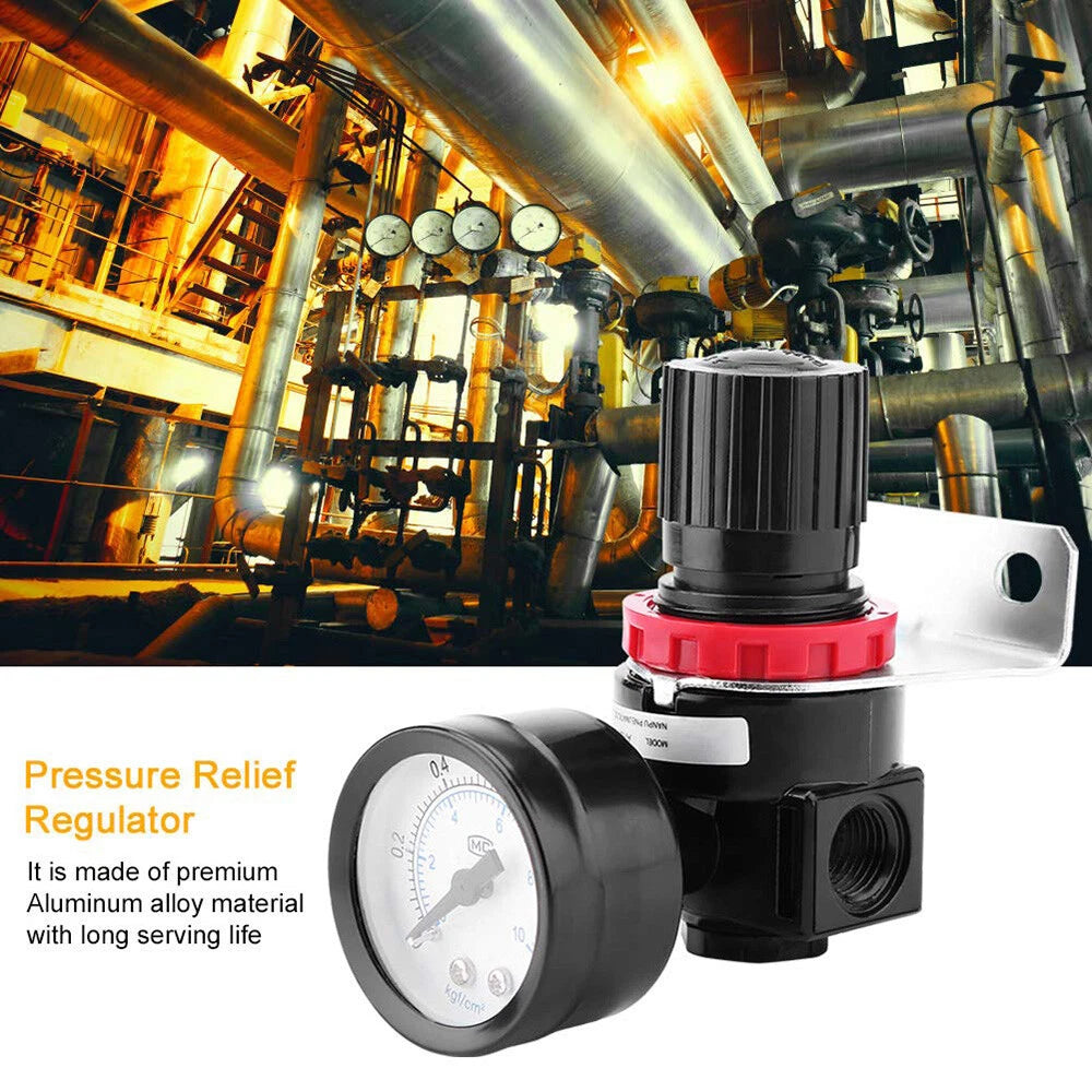 6PC Air Compressor Pressure Regulator with Gauge, 1/4" NPT Ports