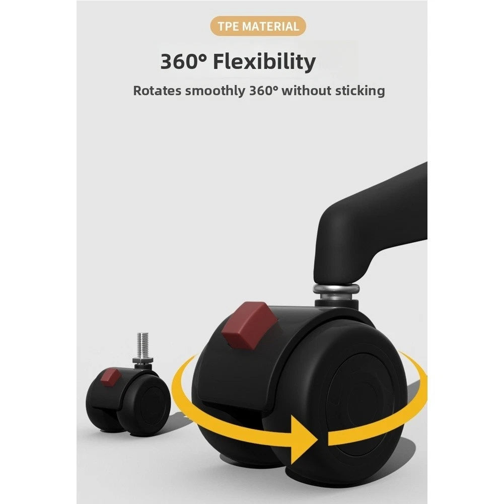 Swivel Chair Caster with Brake and TPE Silent Wheels for Multi-surface Use
