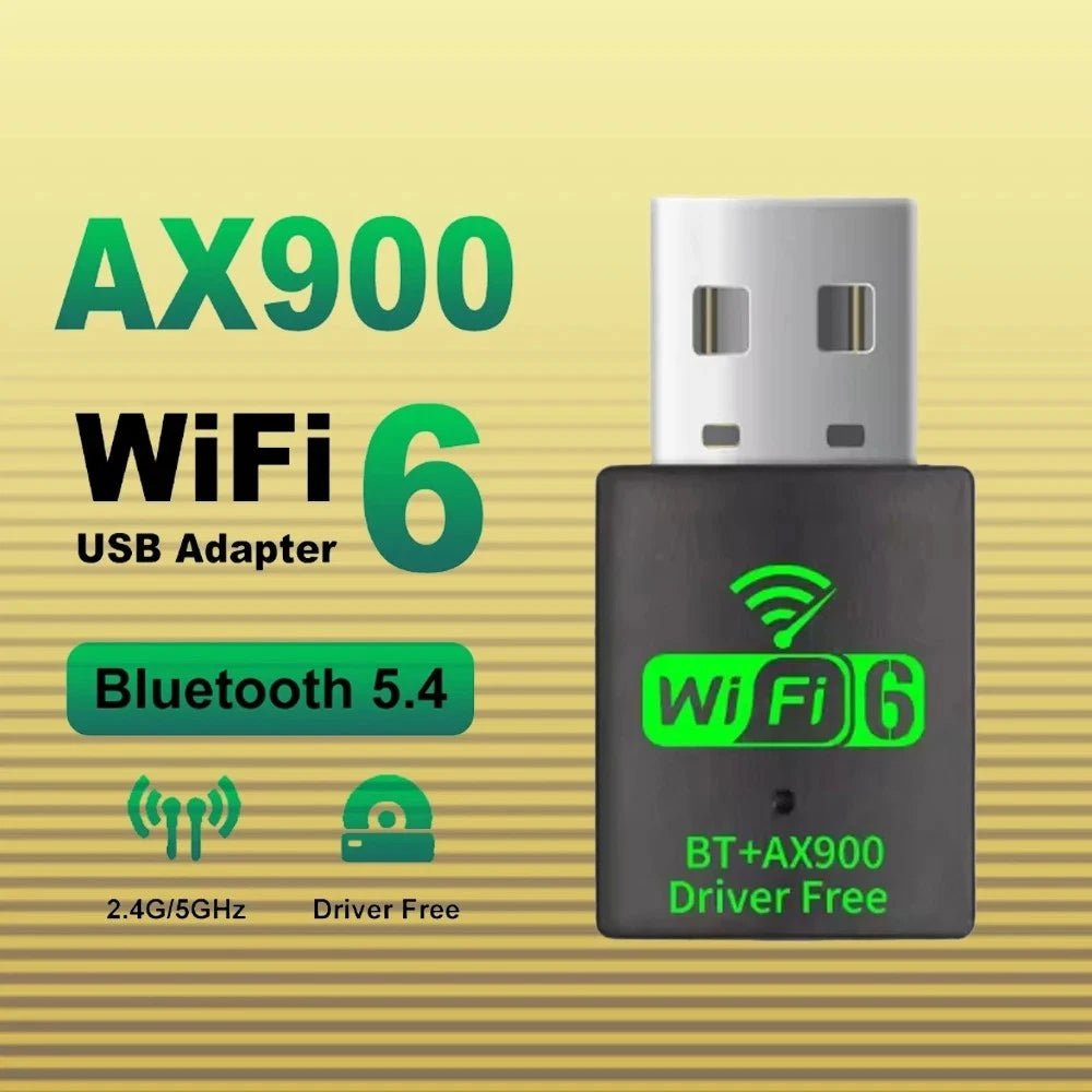 USB WiFi-6 Dongle 900Mbps Dual Band & BT 5.4 for Windows 10, 11