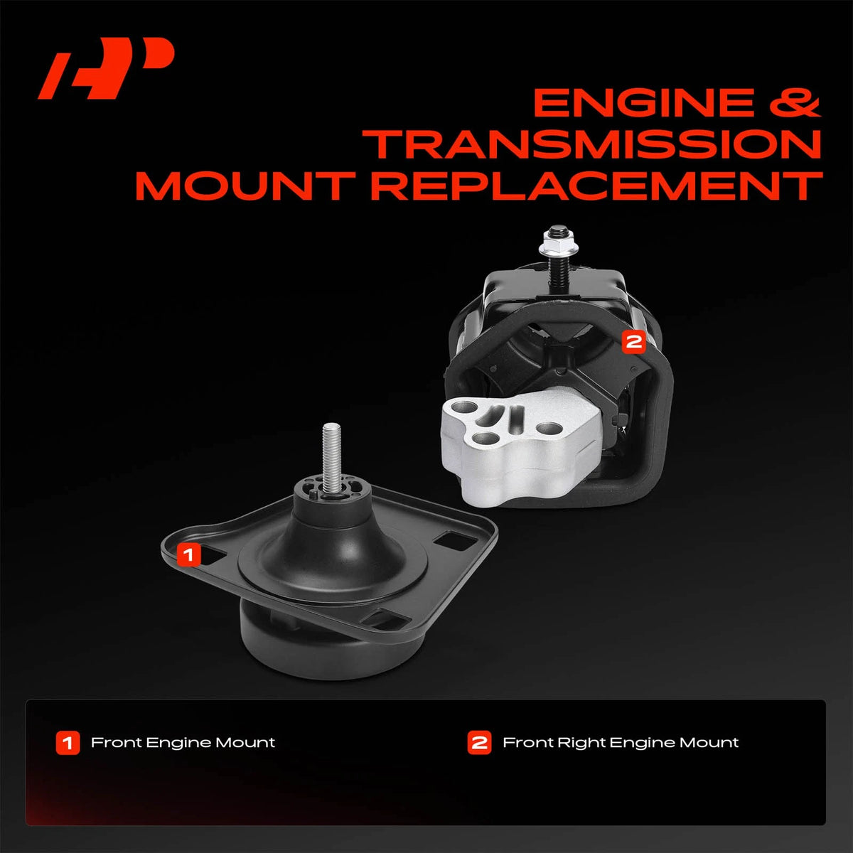 2X Front Engine Motor Mount for Ford Fiesta (2001–2010) 2N156F012NA, 96FB6038BK