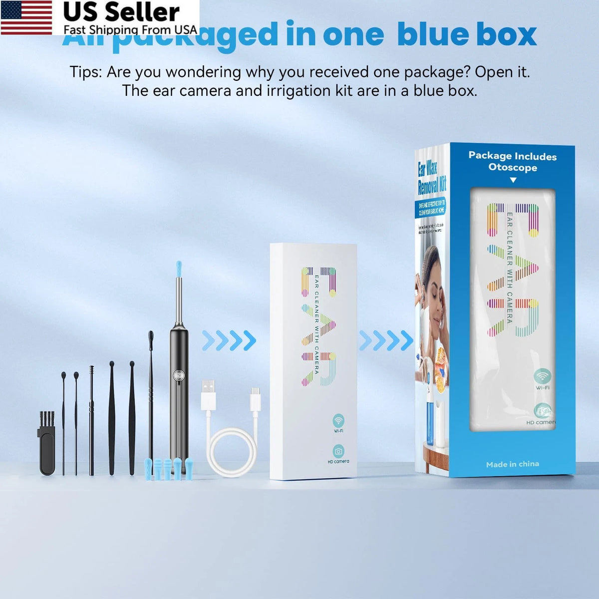 Ear Wax Removal Cleaner with Camera - FSA HSA Eligible - Blue/Black
