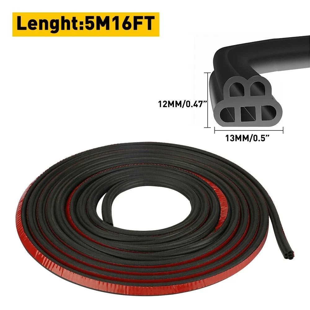 L-Shape Rubber Door Strip Seal Trim for Car (16FT/5M)