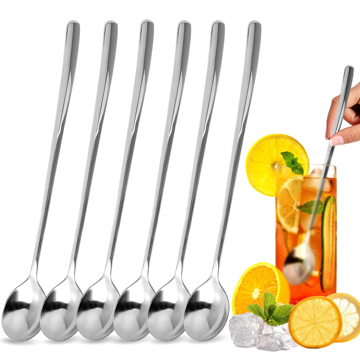 9.5-Inch Long Spoon Set for Ice Tea (No Part Numbers Supplied)