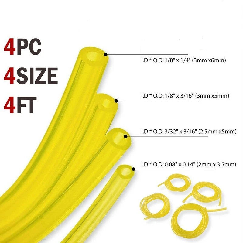 Set of 4 Fuel Line Hose Tubing for Trimmer Chainsaw Blower Tools