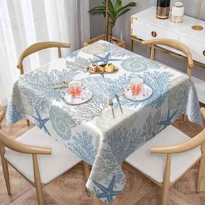 Summer Coastal Tablecloth for Square Tables (54x54 Inch)
