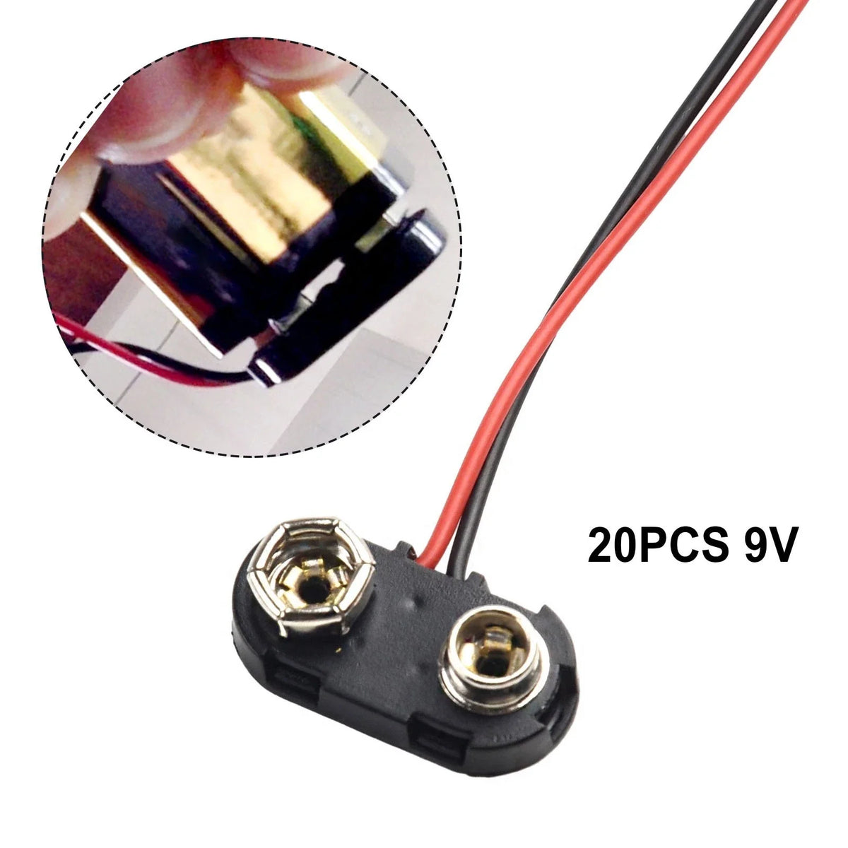 20X 9V Battery Clips T Type Connector Hard Shell