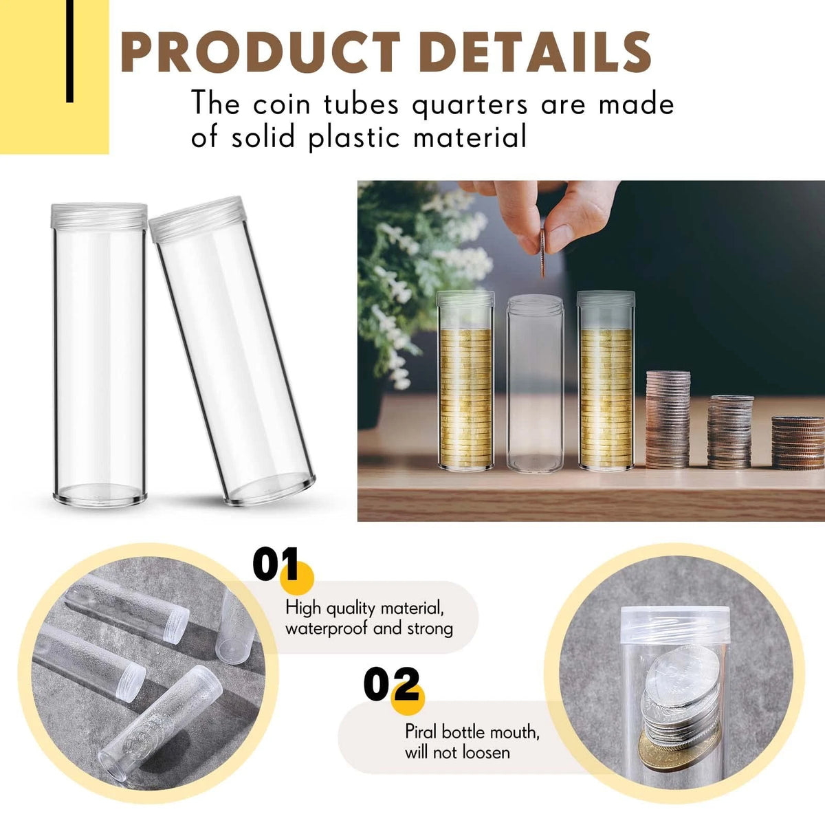30 Pieces Coin Storage Tube for Penny (Transparent)
