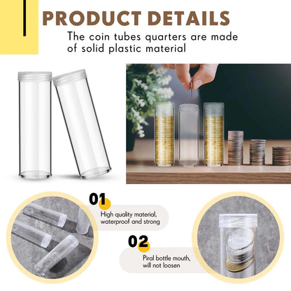 30 Pieces Coin Storage Tube for Penny (Transparent)