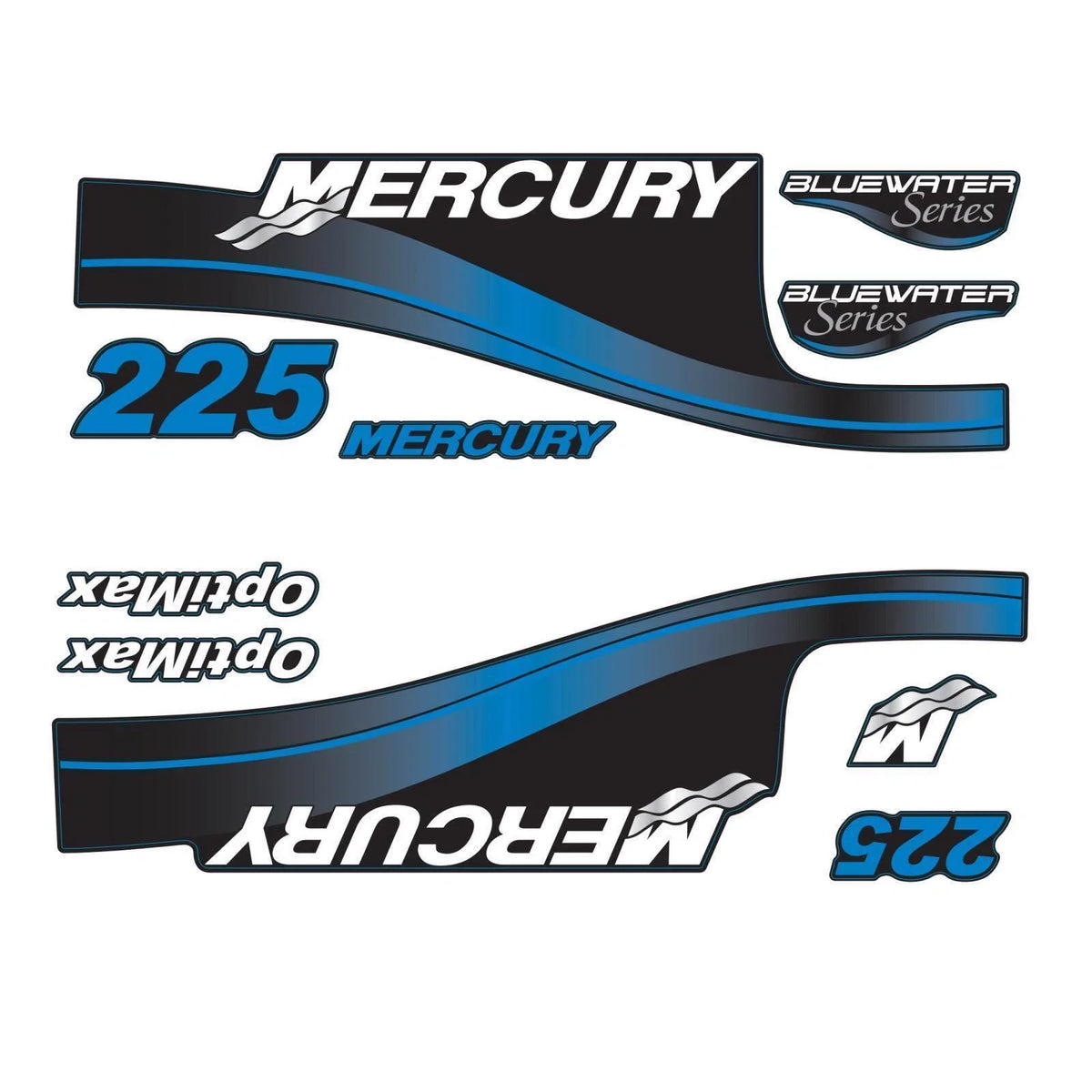 Outboard Motor Decals for Mercury 225hp (with M Domed Sticker)