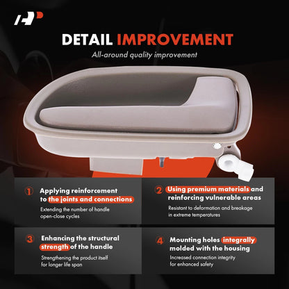 Rear Right Beige Plastic Interior Door Handle for Kia Rio (2002–2005) 83620-FD000BT, 83620-FD100BT, 82413