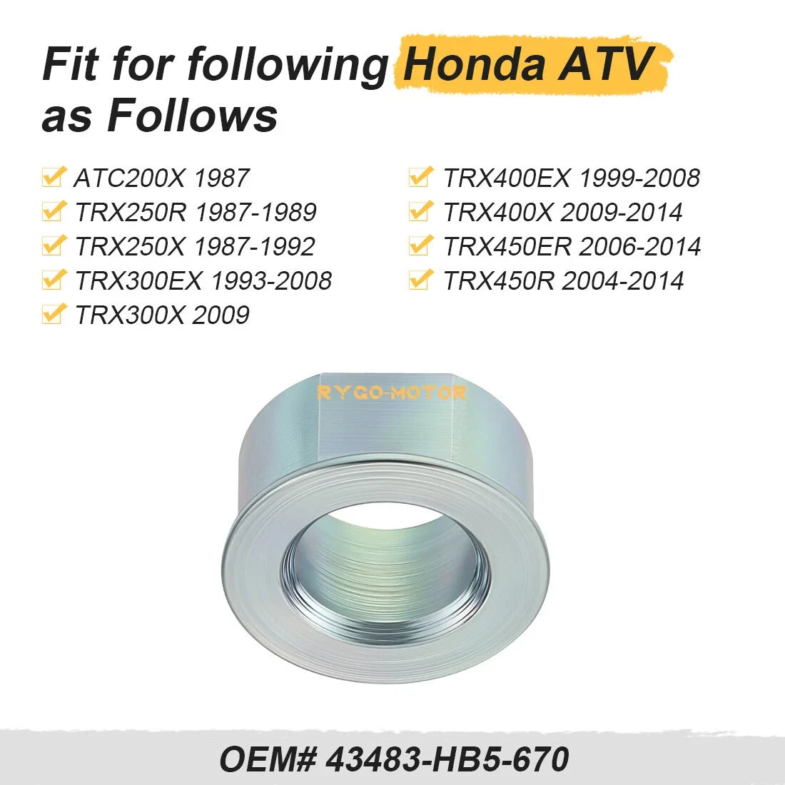 Rear Brake Caliper Stay Pin Guide Bushing for Honda ATV TRX450ER TRX450R (2004–2009)