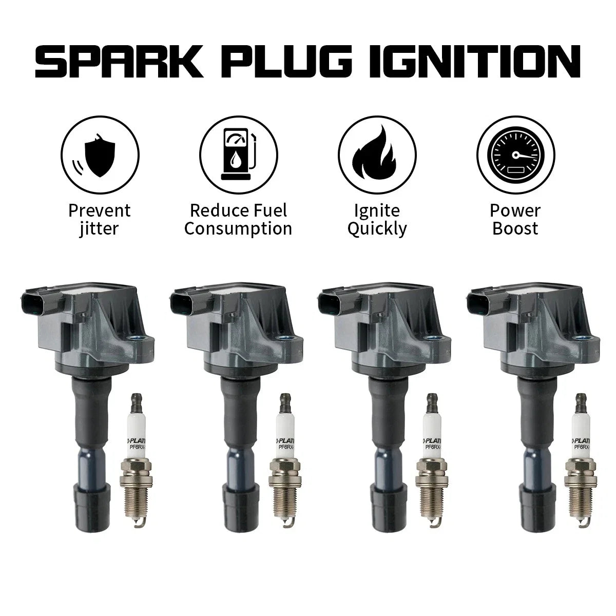 Set of 4 Ignition Coils + 4 Spark Plugs for Honda Fit (2009–2014)