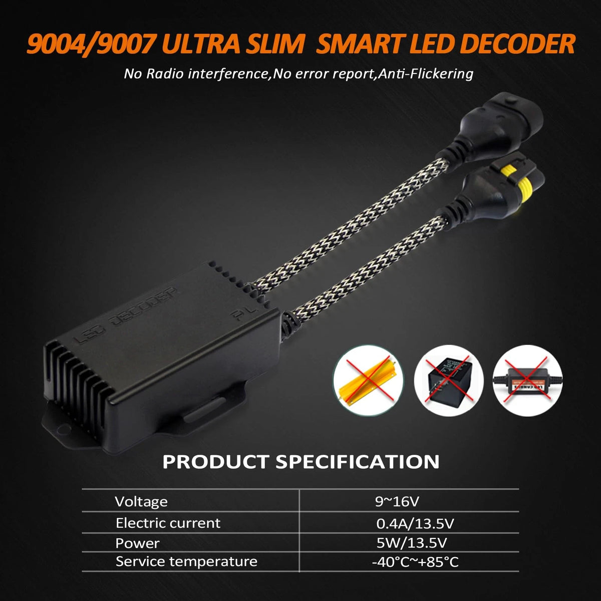 9004 Canbus Decoder Kit for Bestview HB1 (Compatibility Anti Flickering)