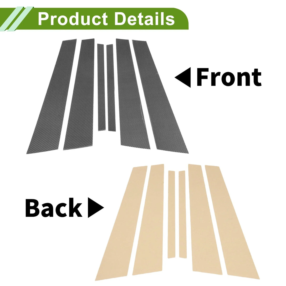 6 Pcs Door Pillar Window Trim for BMW 5-Series (2011–2017) Carbon Fiber Black