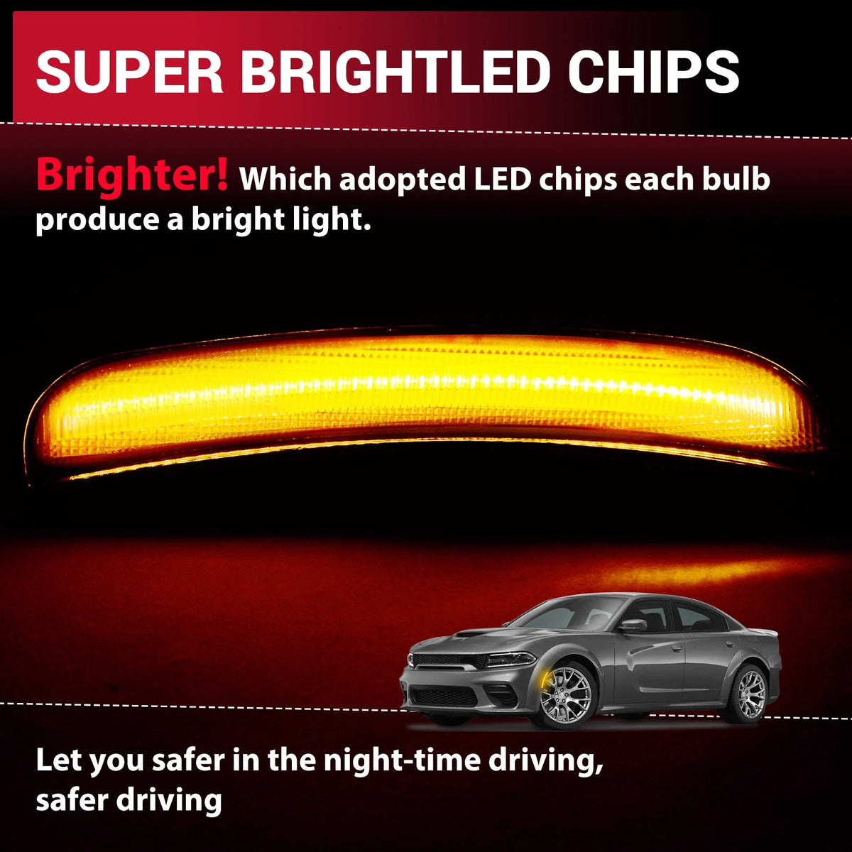 LED Front Bumper Side Marker Signal Lights for Dodge Charger (2015–2023)