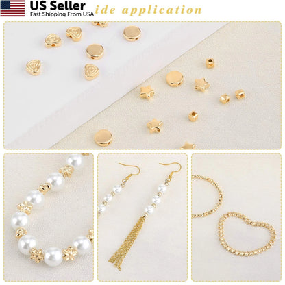 1200 Pieces Gold Spacer Beads Set for Bracelet Making