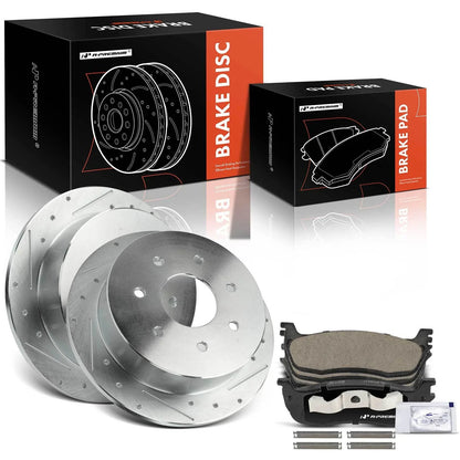 Rear Drilled Brake Rotors & Ceramic Pads for Ford F-150 F-250 (2000–2003)