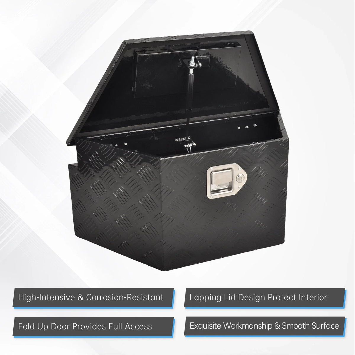 Tool Box for Pickup Truck (26"x13.3"x12") - Black Aluminum, Lock & Key