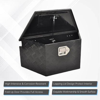 Tool Box for Pickup Truck (26"x13.3"x12") - Black Aluminum, Lock & Key