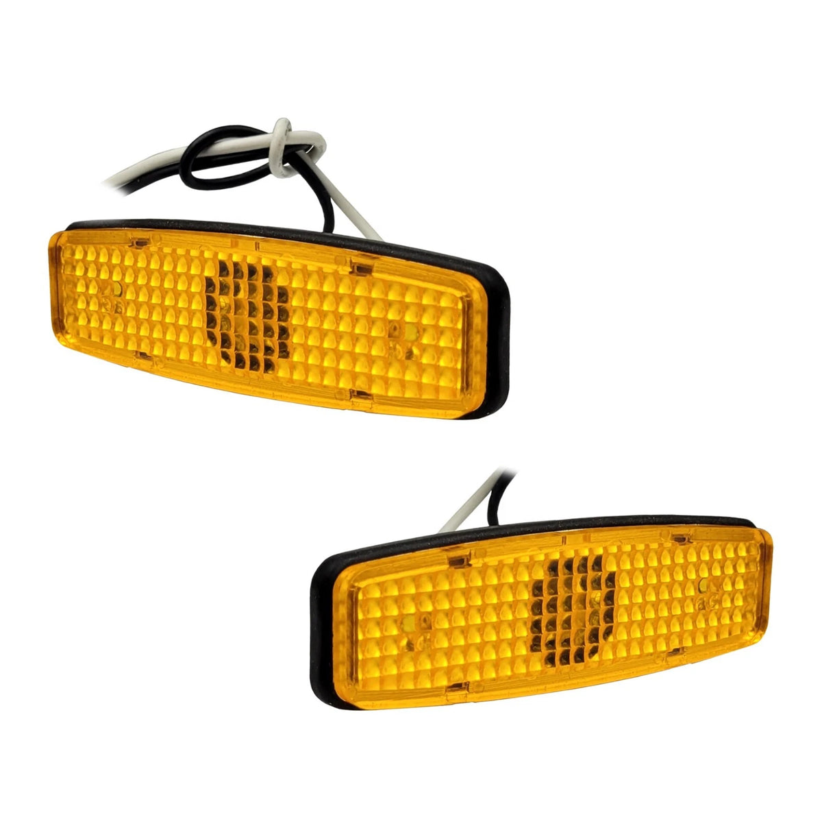 2Pcs Amber Rectangle Side Marker Lights for Trailer RV Truck (M19A)
