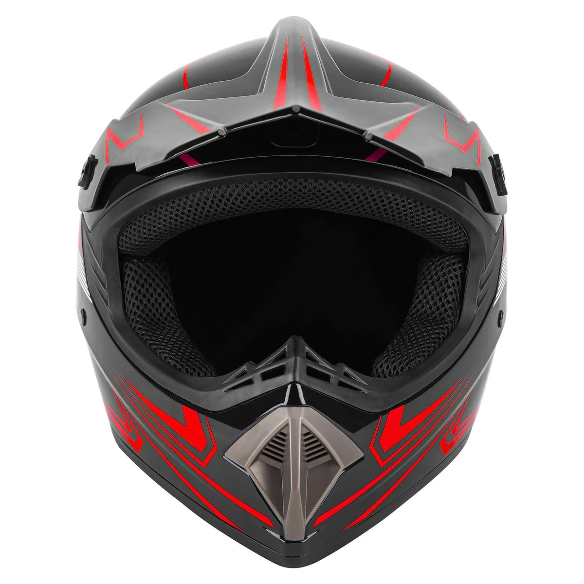Full Face Motorcycle Helmet for Adult Large (DOT Approved, Matte Black & Red)