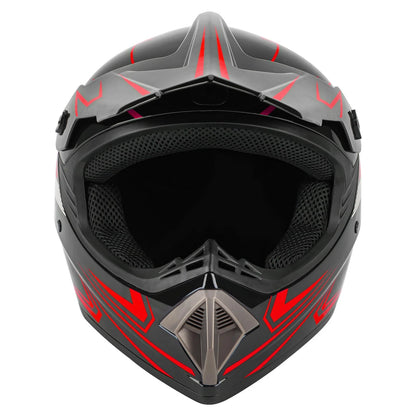 Full Face Motorcycle Helmet for Adult Large (DOT Approved, Matte Black & Red)