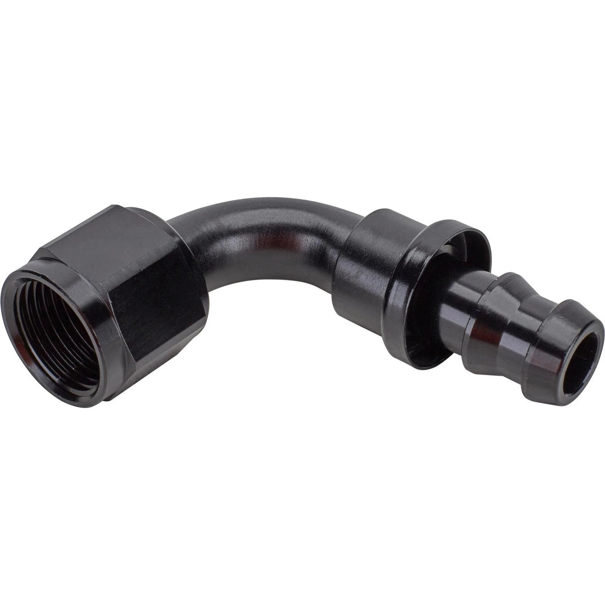 Set of 3 Black Socketless Push-On Hose End Fittings AN8 90° 45° Straight 9100786