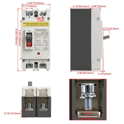 250A DC Molded Case Circuit Breaker MCCB for Heschen (DC550V, 2 Poles)