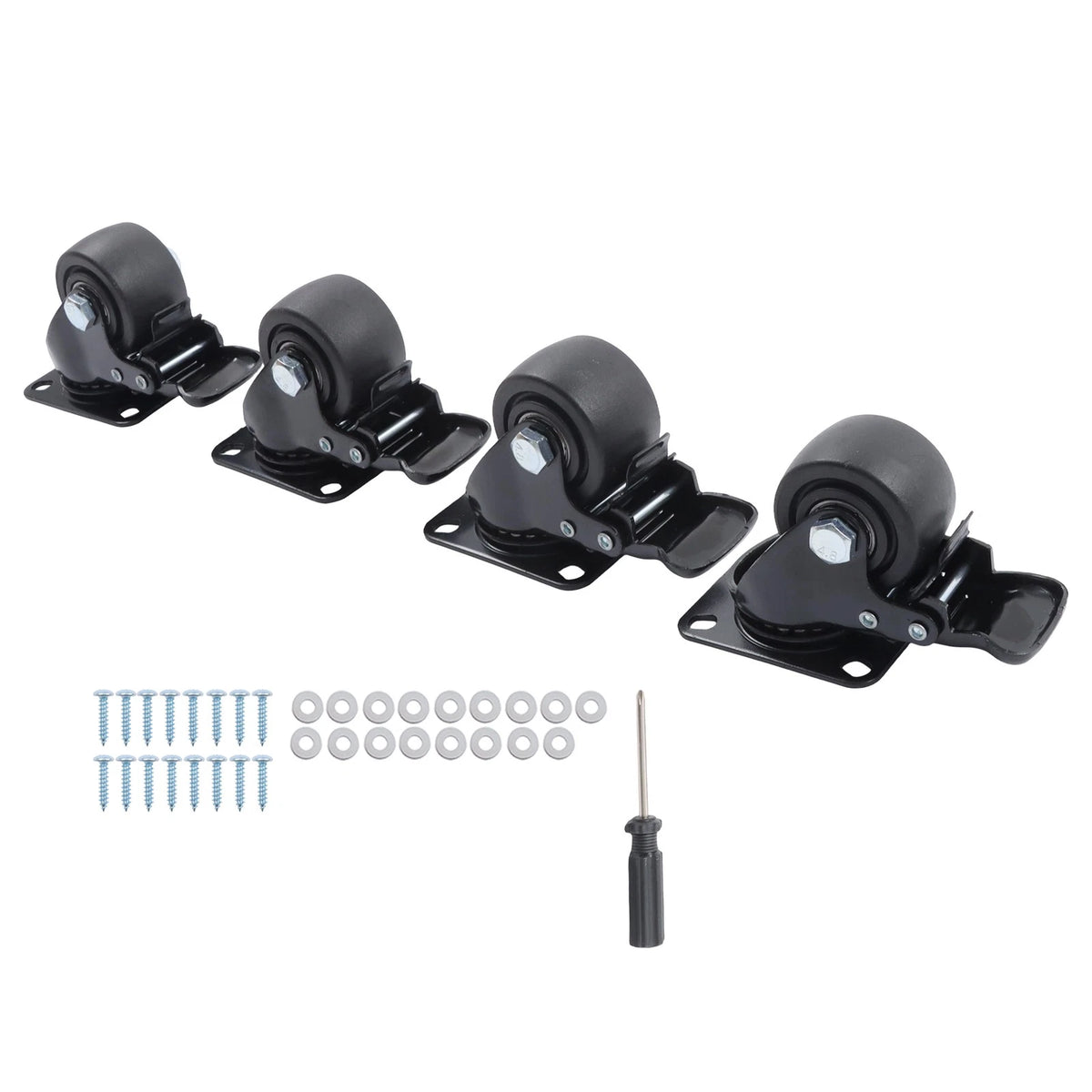 Set of 4 Casters with Brakes for Swivel Plate (2200lbs Load Capacity)