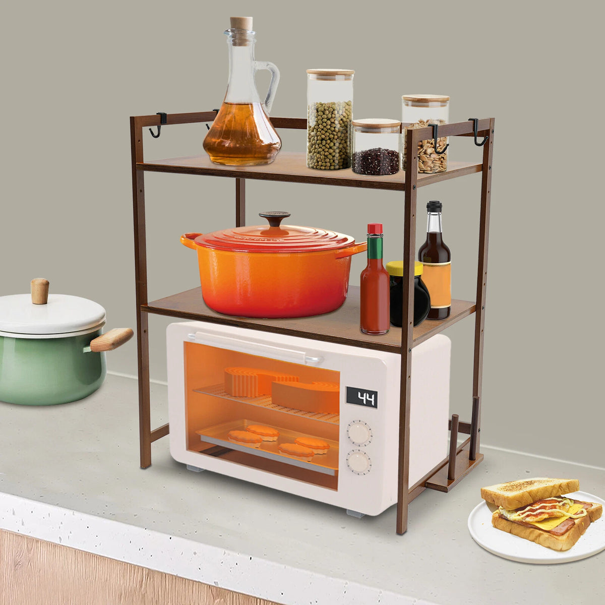 2 Tier Kitchen Storage Rack for Microwave Oven Stand Shelf Organizer