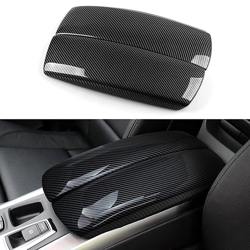 Carbon Fiber Console Center Armrest Box Trim Pad Cover for BMW X5 (2007–2013)