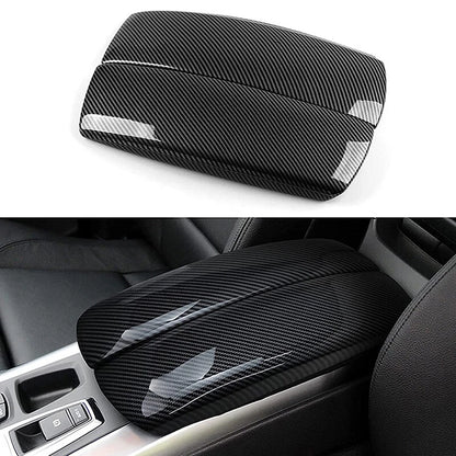 Carbon Fiber Console Center Armrest Box Trim Pad Cover for BMW X5 (2007–2013)