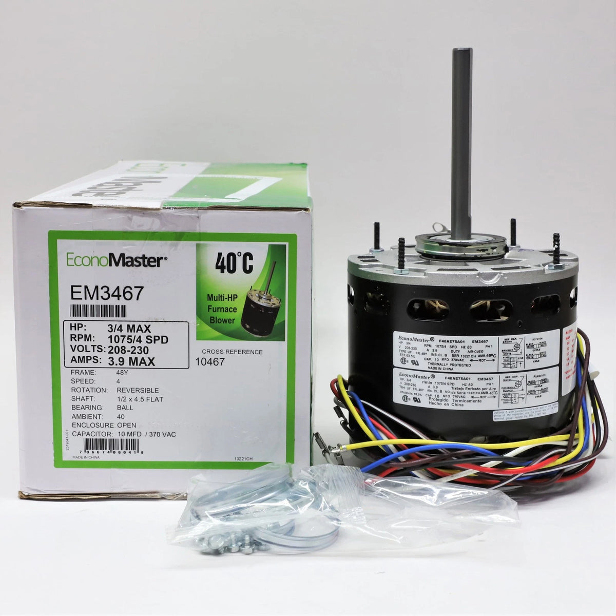 EconoMaster EM3467 Blower Motor for Furnace (3/4-1/5 HP, 208-230V)