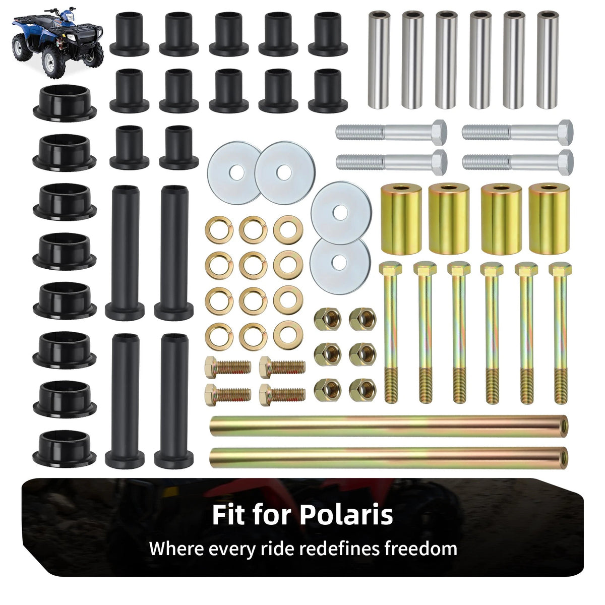 Upper & Lower Rear Arm Bushing Kit for Polaris Sportsman 450 (2006–2007) 7515472, 7542439, 5020826