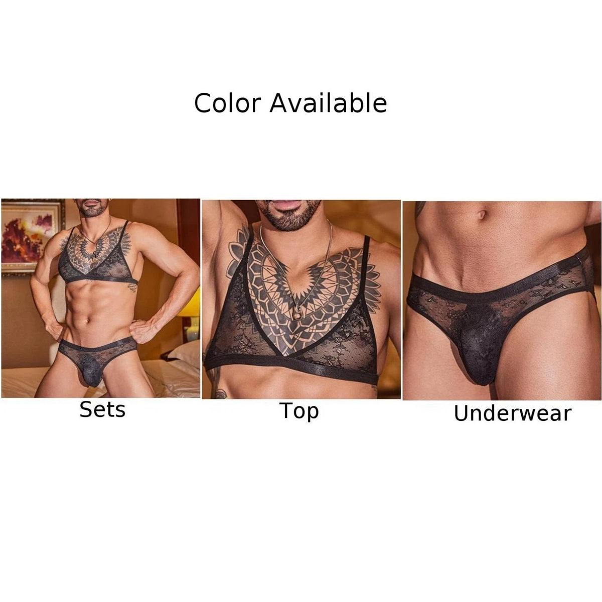 Set of 2 Stretchy Lace Bras with Matching Thongs for Nightlife
