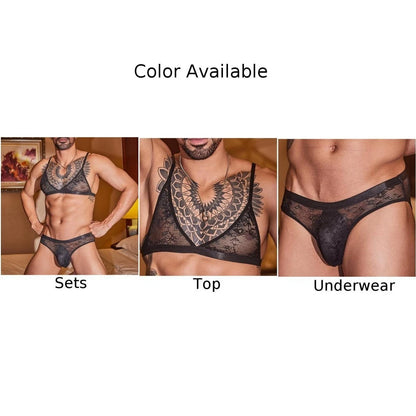 Set of 2 Stretchy Lace Bras with Matching Thongs for Nightlife