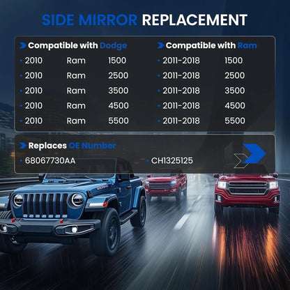 Mirror Glass for Ram 1500 Classic (2019–2023) 68067730AA