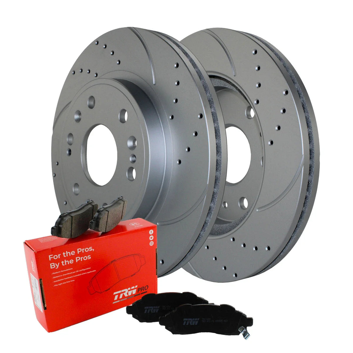 Front Brake Kit 330mm Drilled Disc Rotors & TRW Metallic Pads for Chevy Tahoe GMC Yukon