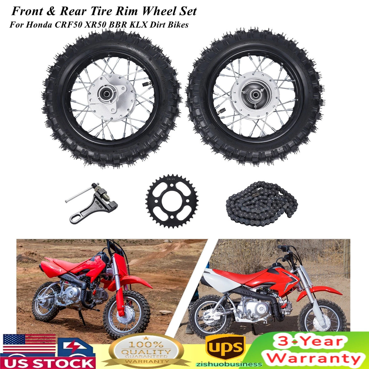 2X Wear-Resistant Tire for Honda CRF50 XR50 BBR KLX 2.50-10
