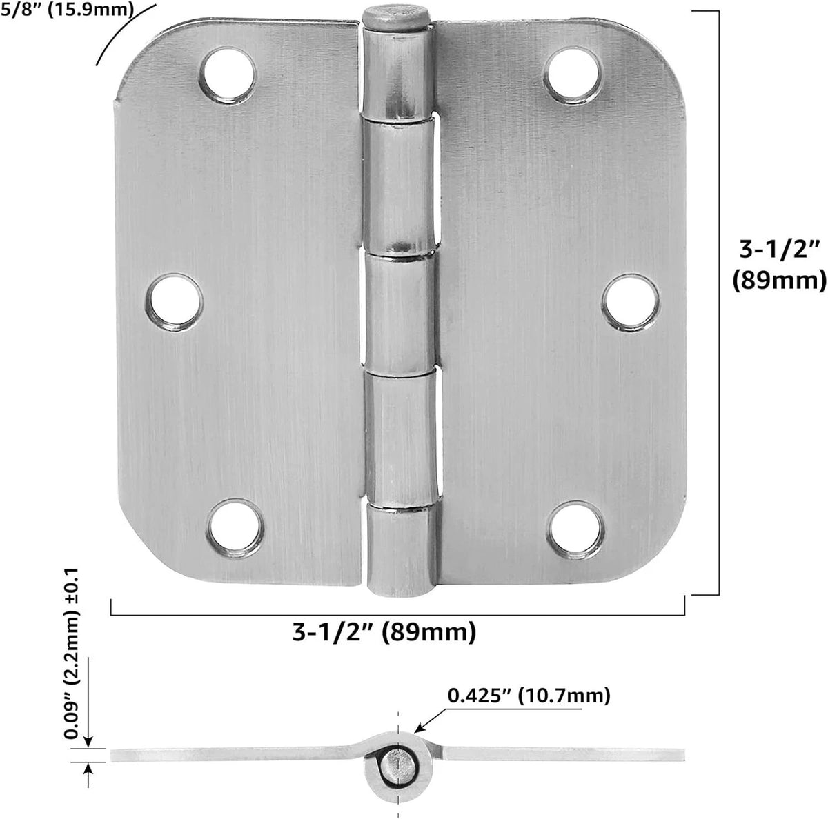 Set of 18 Satin Nickel Door Hinges 3.5" x 3.5"