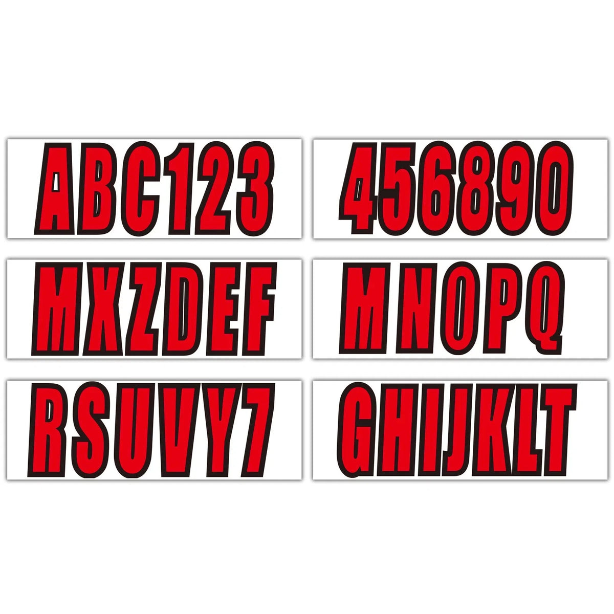 Set of 4 Custom Boat Registration Number Decal Stickers A-Z 0-9 Red