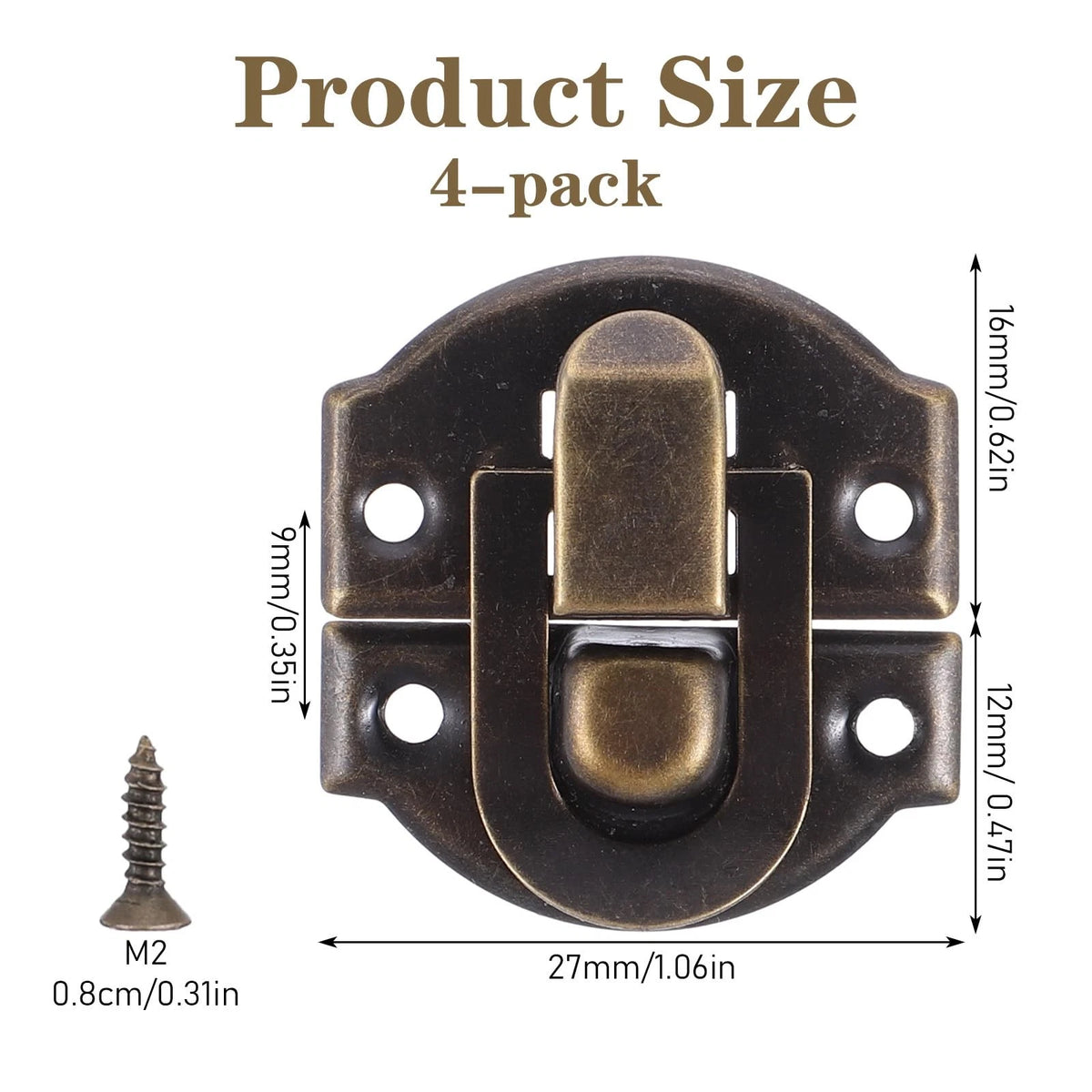 Set of 4 Antique Toggle Hasp Latch for Small Iron Duck Billed Latch