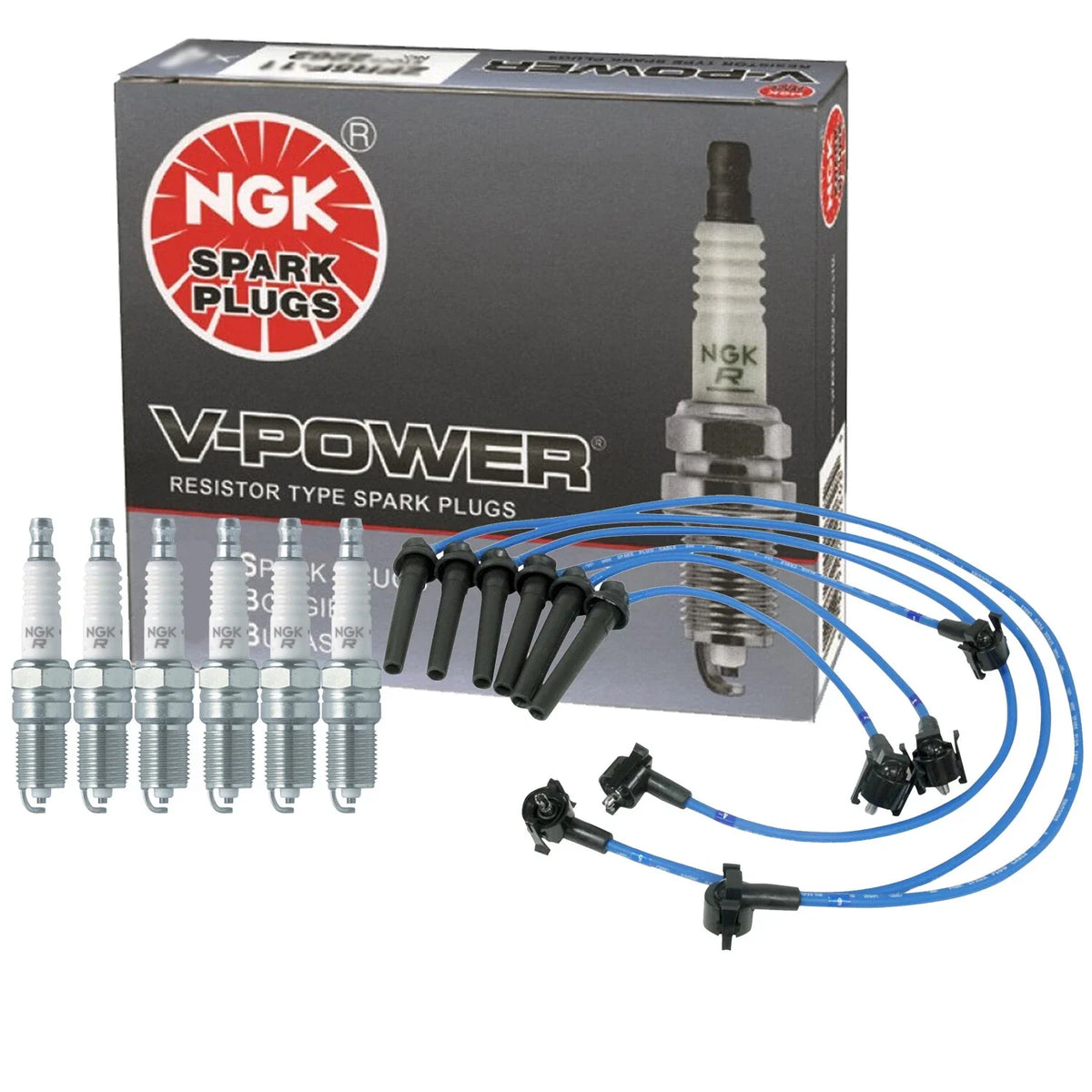 NGK 6 V-Power Spark Plugs Kit for Ford Contour Mercury Cougar (1995–2000)